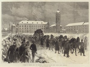 Begrafenis van Prinses Alice, de processie die door de Ernest Ludwig Platz, Darmstadt, trekt